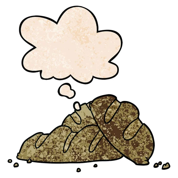 Cartoon broden van brood en gedachte bubble in grunge textuur Pat — Stockvector
