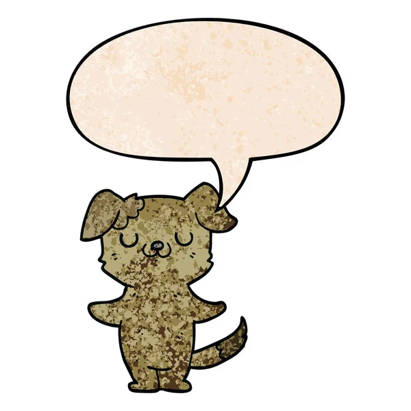 Cachorro dos desenhos animados e bolha de fala em estilo de textura retro — Vetor de Stock