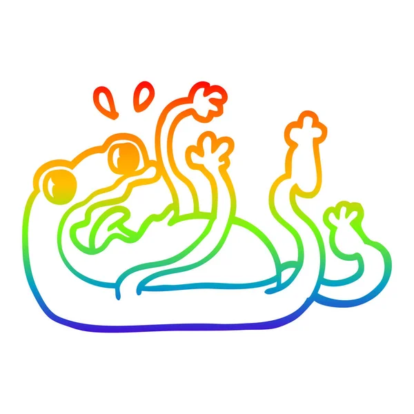 Rainbow gradient ligne dessin dessin grenouille — Image vectorielle