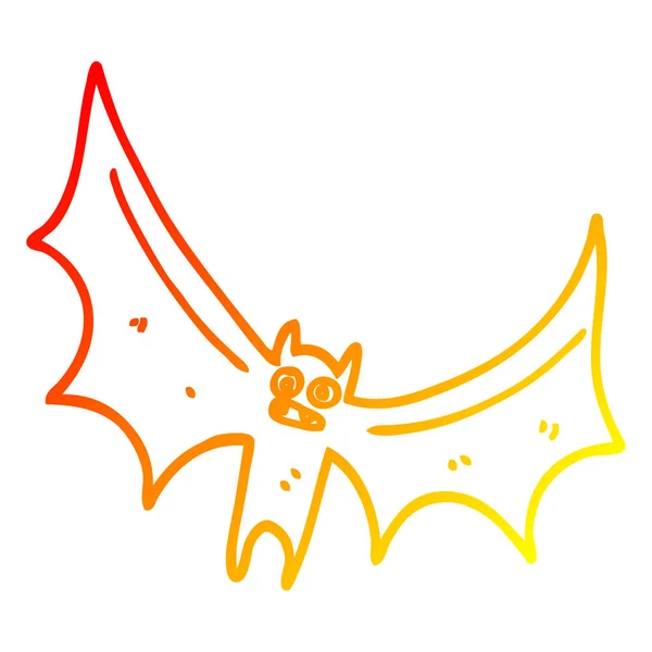Línea de gradiente caliente dibujo murciélago de dibujos animados — Archivo Imágenes Vectoriales