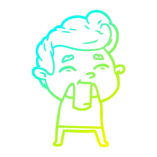 Linea gradiente freddo disegno felice uomo cartone animato — Vettoriale Stock