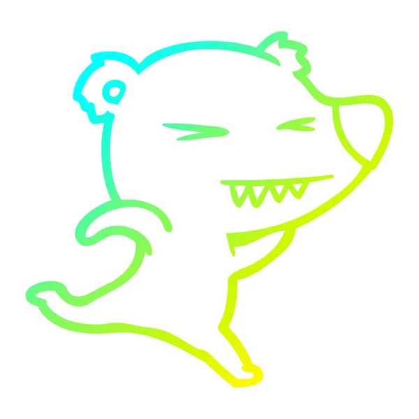 Koude gradiënt lijntekening Running Polar Bear Cartoon — Stockvector