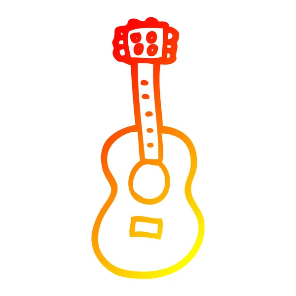 Linha gradiente quente desenho cartoon guitarra — Vetor de Stock