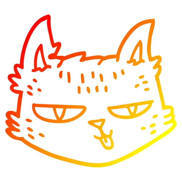 暖かいグラデーションライン描画漫画幸せな猫 — ストックベクタ