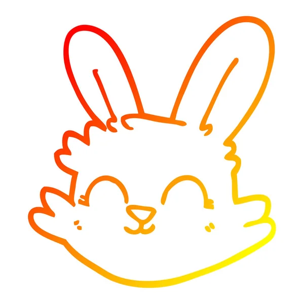 Chaud gradient ligne dessin dessin animé heureux lapin — Image vectorielle