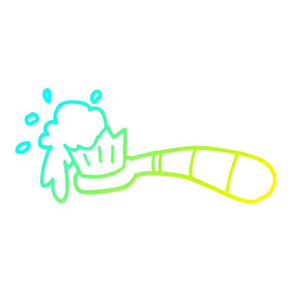 Linea gradiente freddo disegno cartone animato spazzolino da denti e dentifricio — Vettoriale Stock