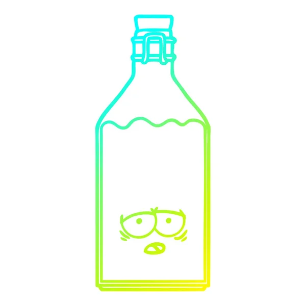 Cold gradient line drawing cartoon old milk bottle — Stock Vector