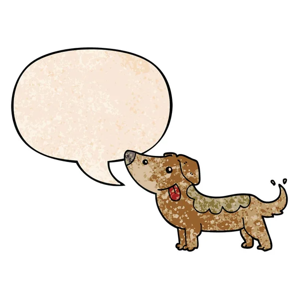 Retro doku tarzında karikatür köpek ve konuşma balonu — Stok Vektör