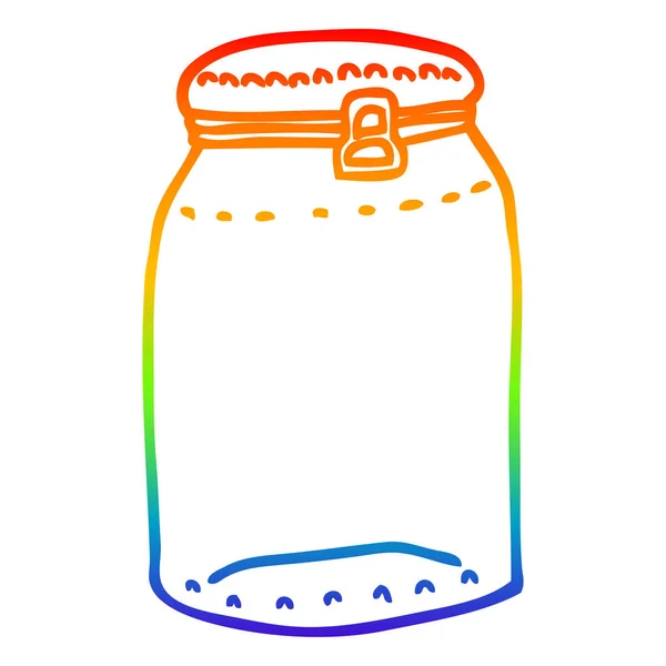 Rainbow gradient line drawing cartoon glass jar — Stock Vector