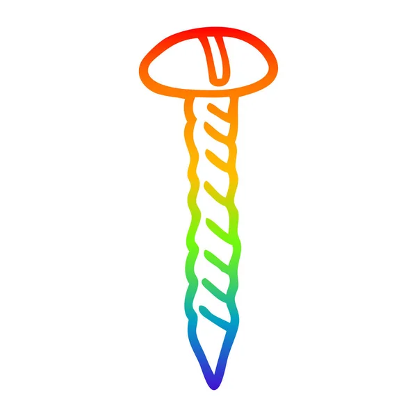 Rainbow gradient line drawing cartoon metal screw — Stock Vector