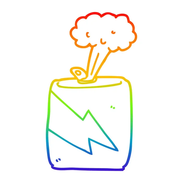 Arco iris gradiente línea dibujo dibujos animados soda lata — Vector de stock