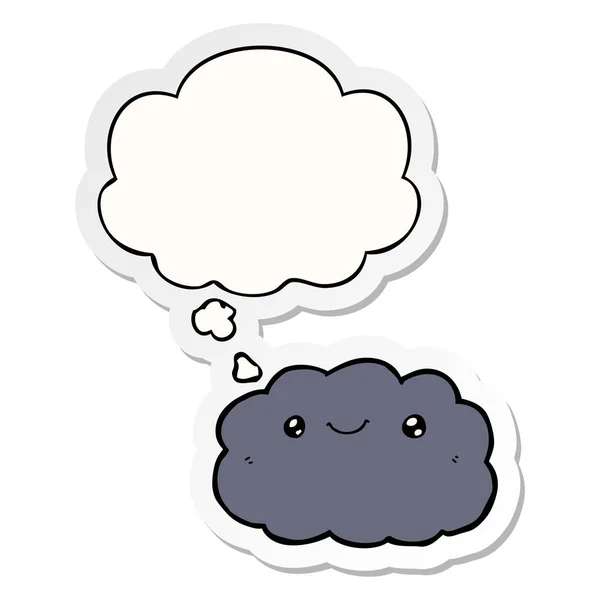 Cartoon cloud and thought bubble as a printed sticker — Stock Vector