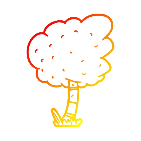 Linha gradiente quente desenho árvore dos desenhos animados —  Vetores de Stock