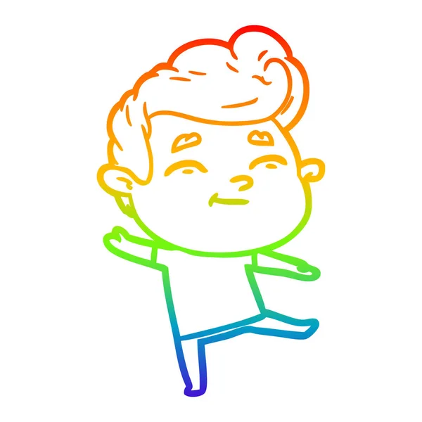 Arco iris gradiente línea dibujo feliz dibujos animados hombre — Vector de stock