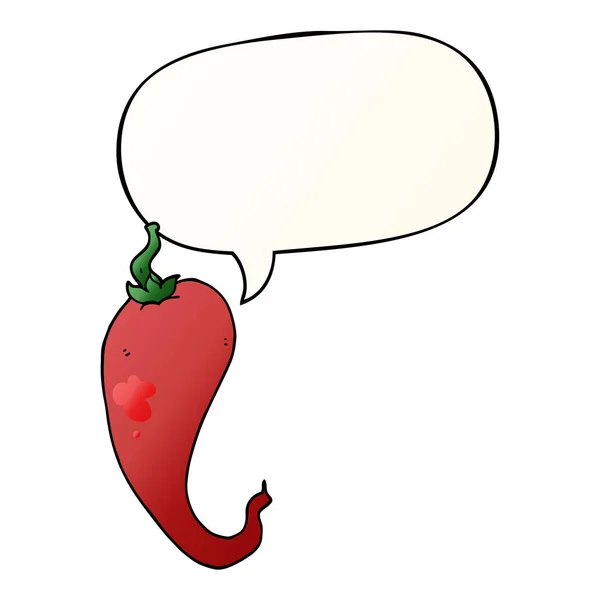Cartoon chili pepper and speech bubble in smooth gradient style — Stock Vector