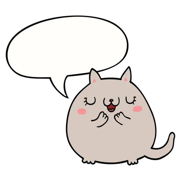 Dibujos animados lindo gato y el habla burbuja — Archivo Imágenes Vectoriales