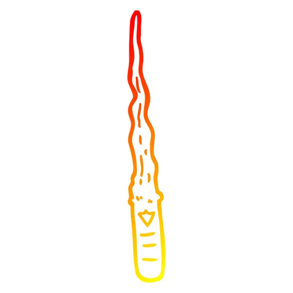 따뜻한 그라데이션 라인 그리기 만화 마법 지팡이 — 스톡 벡터