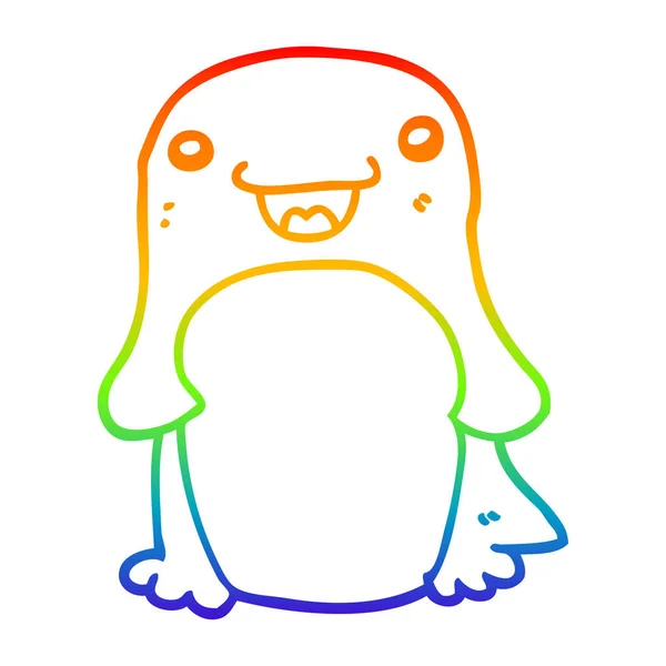 Regenboog gradiënt lijntekening cartoon Penguin — Stockvector