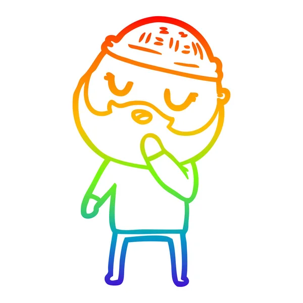 Arco-íris linha gradiente desenho cartoon homem com barba —  Vetores de Stock
