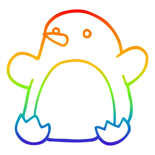 Linea gradiente arcobaleno disegno cartone animato danza pinguino — Vettoriale Stock