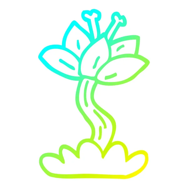 Línea de gradiente frío dibujo de dibujos animados flor lila — Vector de stock