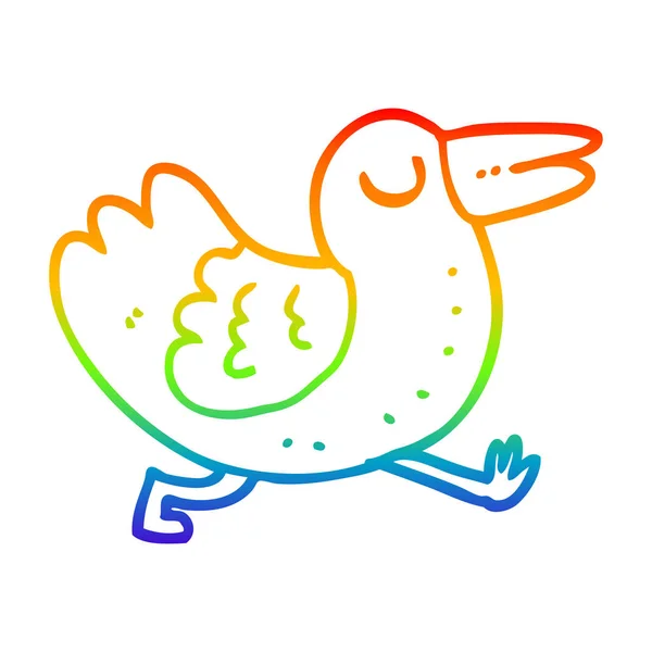 Regenbogen Gradienten Linie Zeichnung Cartoon Vogel — Stockvektor