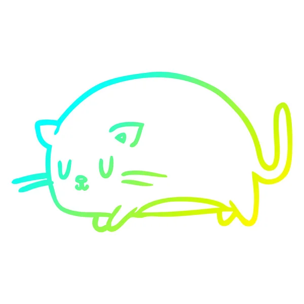 冷たいグラデーションライン描くかわいい太った猫 — ストックベクタ