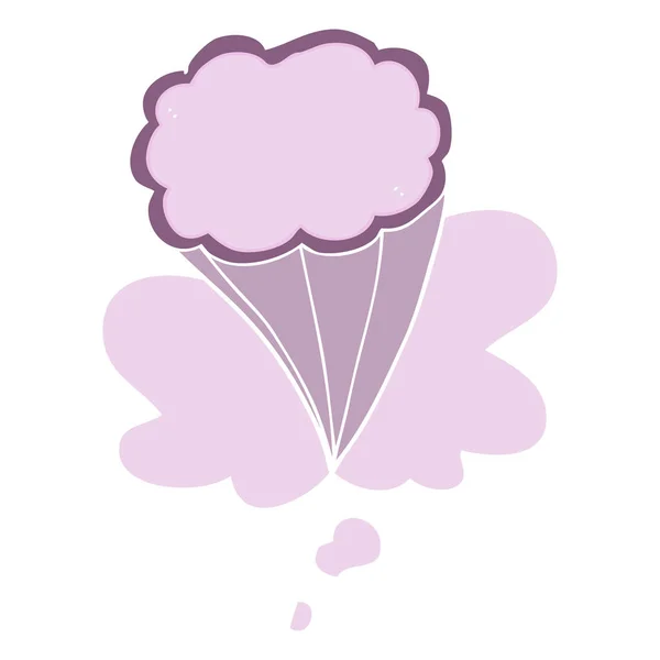 Nube decorativa de dibujos animados y burbuja de pensamiento en estilo retro — Vector de stock