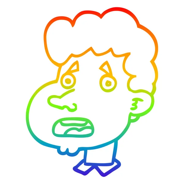Zeichnung einer Regenbogengradienten-Linie schockiert Mann — Stockvektor