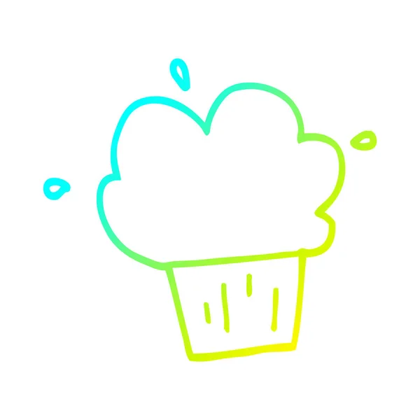 Linea gradiente freddo disegno cartone animato cupcake — Vettoriale Stock