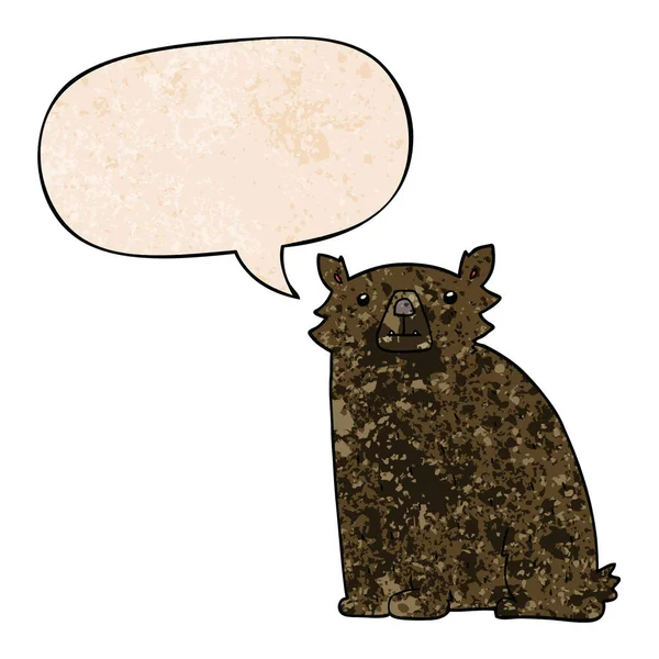 Cartoon bear and speech bubble in retro texture style — Stock Vector