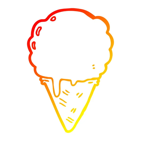 Тепла градієнтна лінія малювання мультяшного морозива — стоковий вектор