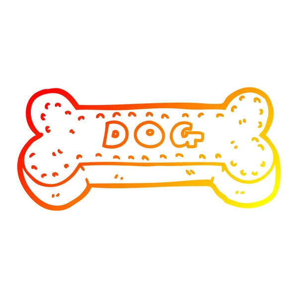 Warme kleurovergang lijntekening cartoon hond biscuit — Stockvector