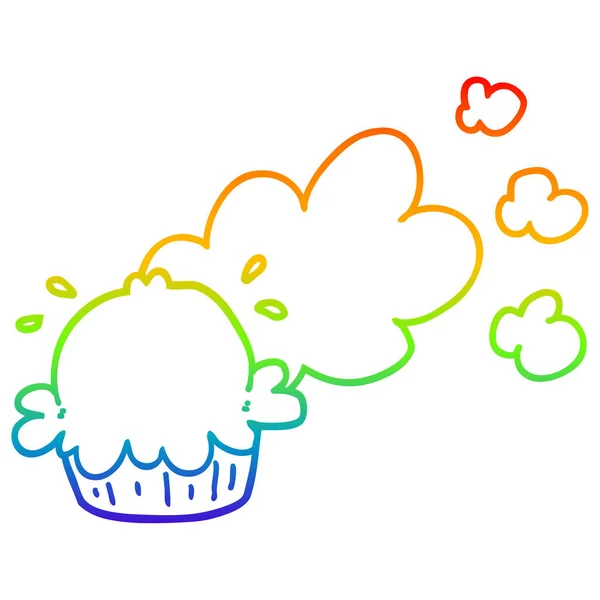Rainbow gradient ligne dessin mignon dessin animé tarte — Image vectorielle