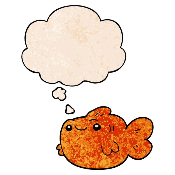 Мультяшна риба і мислення бульбашки в стилі гранжевої текстури візерунка — стоковий вектор