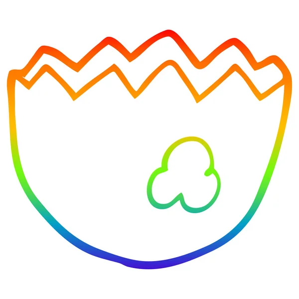 Linha gradiente arco-íris desenho desenho desenho animado casca de ovo rachado — Vetor de Stock