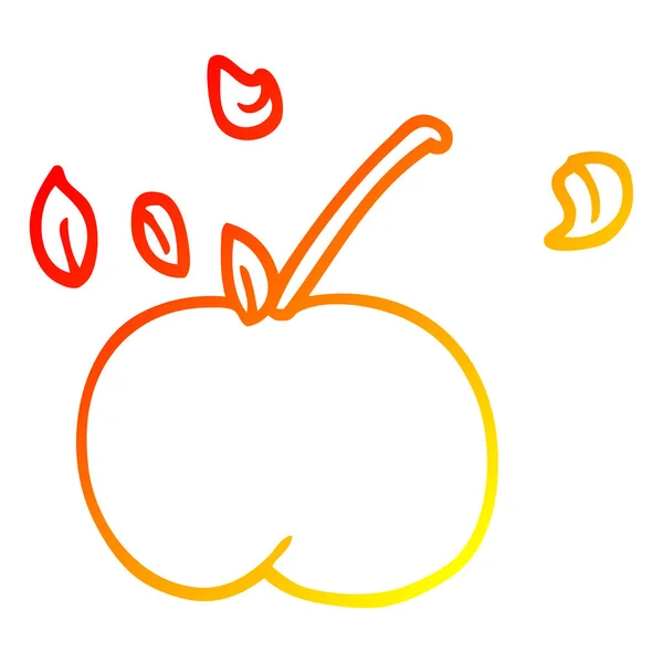 Gradient chaud ligne dessin dessin animé pomme juteuse — Image vectorielle