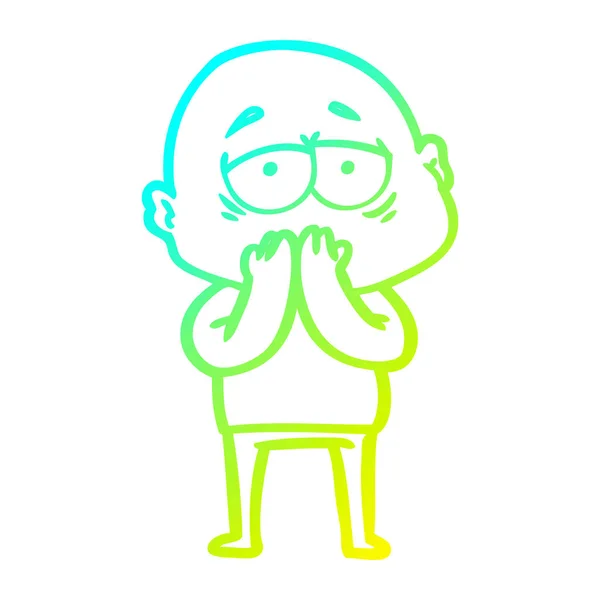 Soğuk degrade çizgi çizim karikatür yorgun kel adam — Stok Vektör