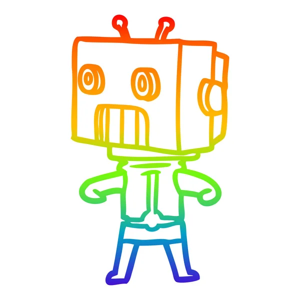 Regenbogen-Gradienten-Linie Zeichnung Cartoon Roboter — Stockvektor