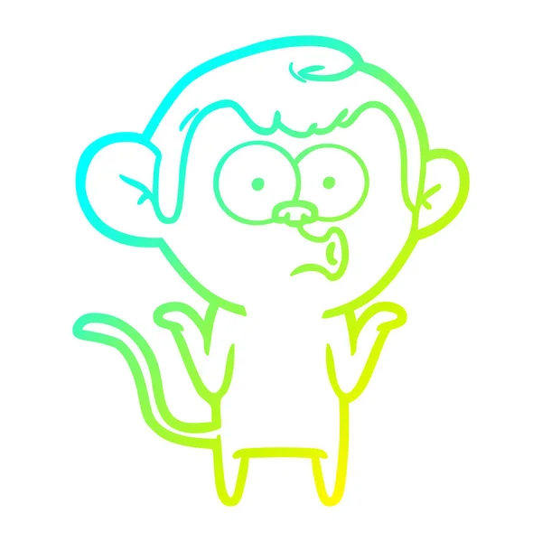 Linea gradiente freddo disegno cartone animato scimmia confusa — Vettoriale Stock