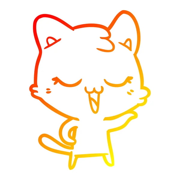 Linha gradiente quente desenho feliz desenho animado gato —  Vetores de Stock