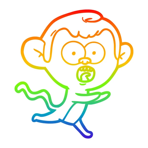 Arco-íris linha gradiente desenho dos desenhos animados macaco chocado —  Vetores de Stock