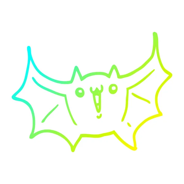 Línea de gradiente frío dibujo dibujos animados murciélago vampiro feliz — Archivo Imágenes Vectoriales