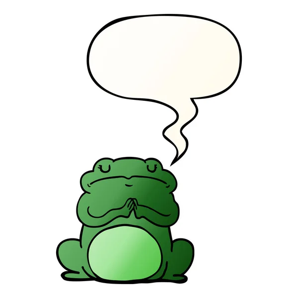 Cartoon arrogant frog and speech bubble in smooth gradient style — Stock Vector