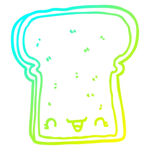 Koude gradiënt lijntekening leuke cartoon slice van brood — Stockvector