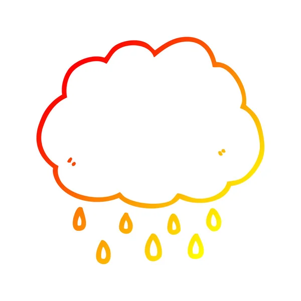 Linea di gradiente caldo disegno fumetto pioggia nube — Vettoriale Stock