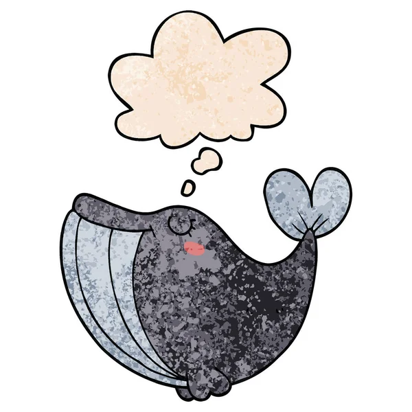 Karikatür balina ve grunge doku desen tarzında düşünce balonu — Stok Vektör