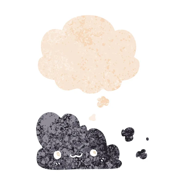 Söt Cartoon Cloud och tänkte bubbla i retro texturerat stil — Stock vektor