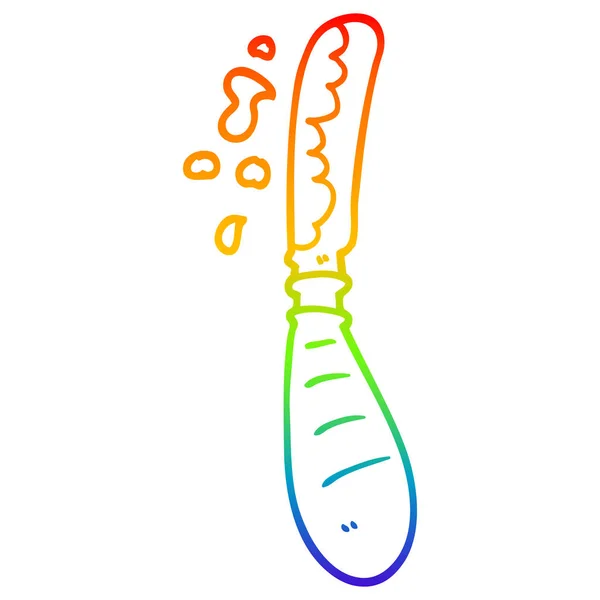Rainbow Gradient Line Zeichnung Cartoon Buttermesser — Stockvektor
