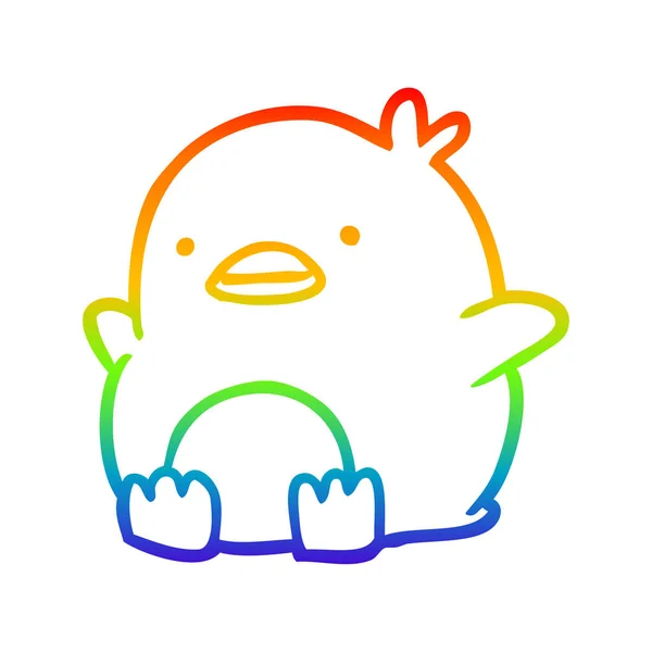 Rainbow gradient ligne dessin pingouin mignon — Image vectorielle